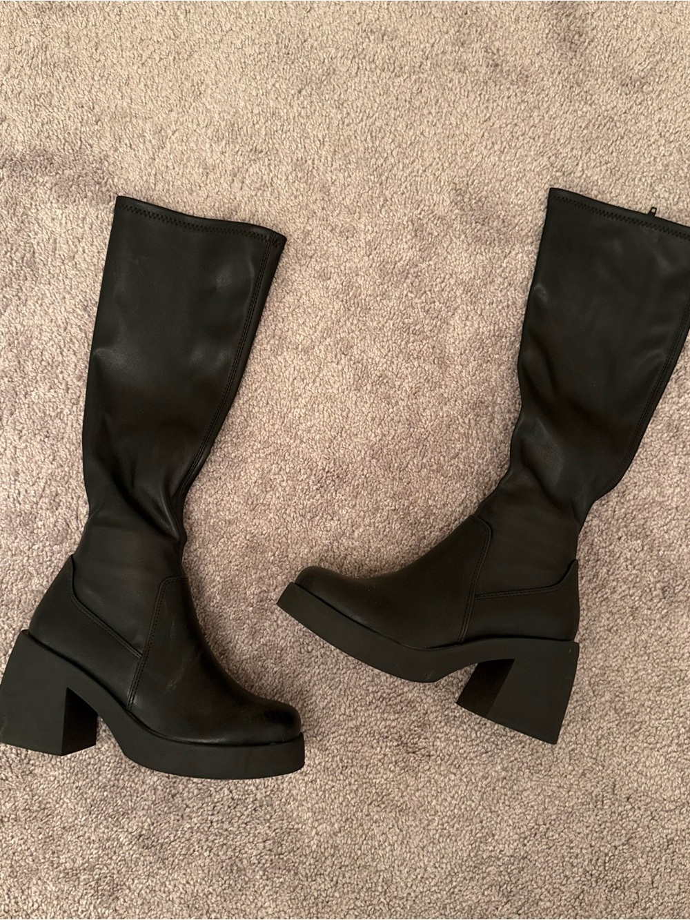 Steve Madden Black Knee-High Platform Block Heel Boots